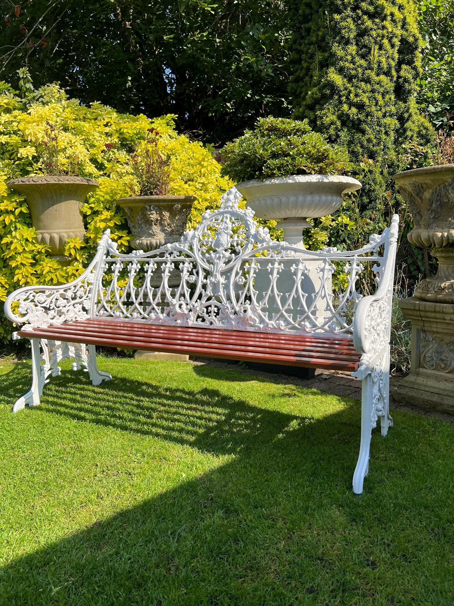 Coalbrookdale Style White Vintage Ornate Garden Bench