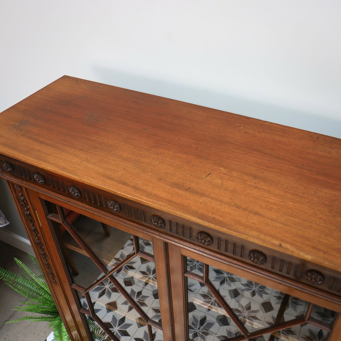 Howard and Sons Bookcase Astral Glazed Mahogany Early Twentieth Century