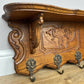 Coat Rack Vintage French Carved Oak Wall Mounted 6 Hooks Rack Hanger LOT 6227