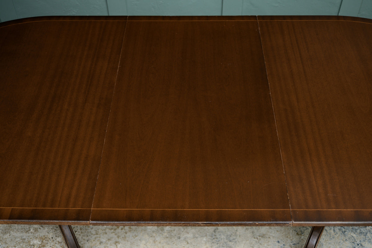 Regency Style Mahogany Extending Dining Table with Leaf - Over 7 FT - D End