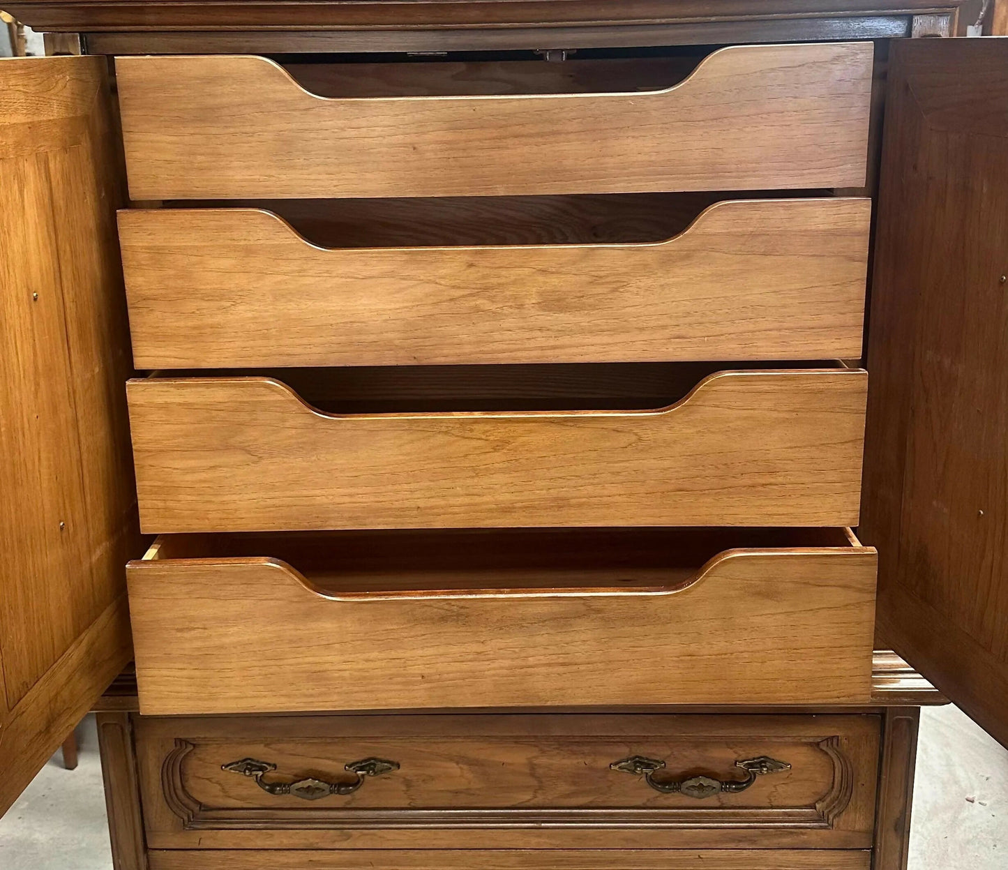 Vintage mid century Maple linen cupboard drawers by Thomasville