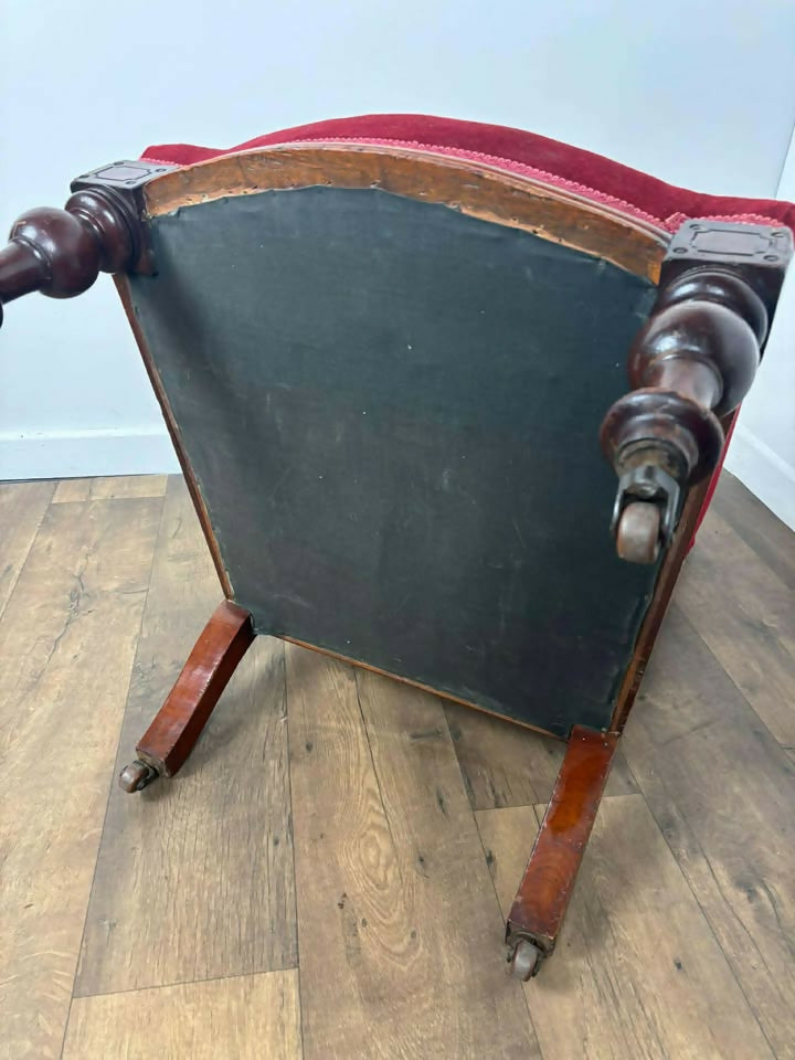 Antique Nursing Chair Having Button Back Upholstery