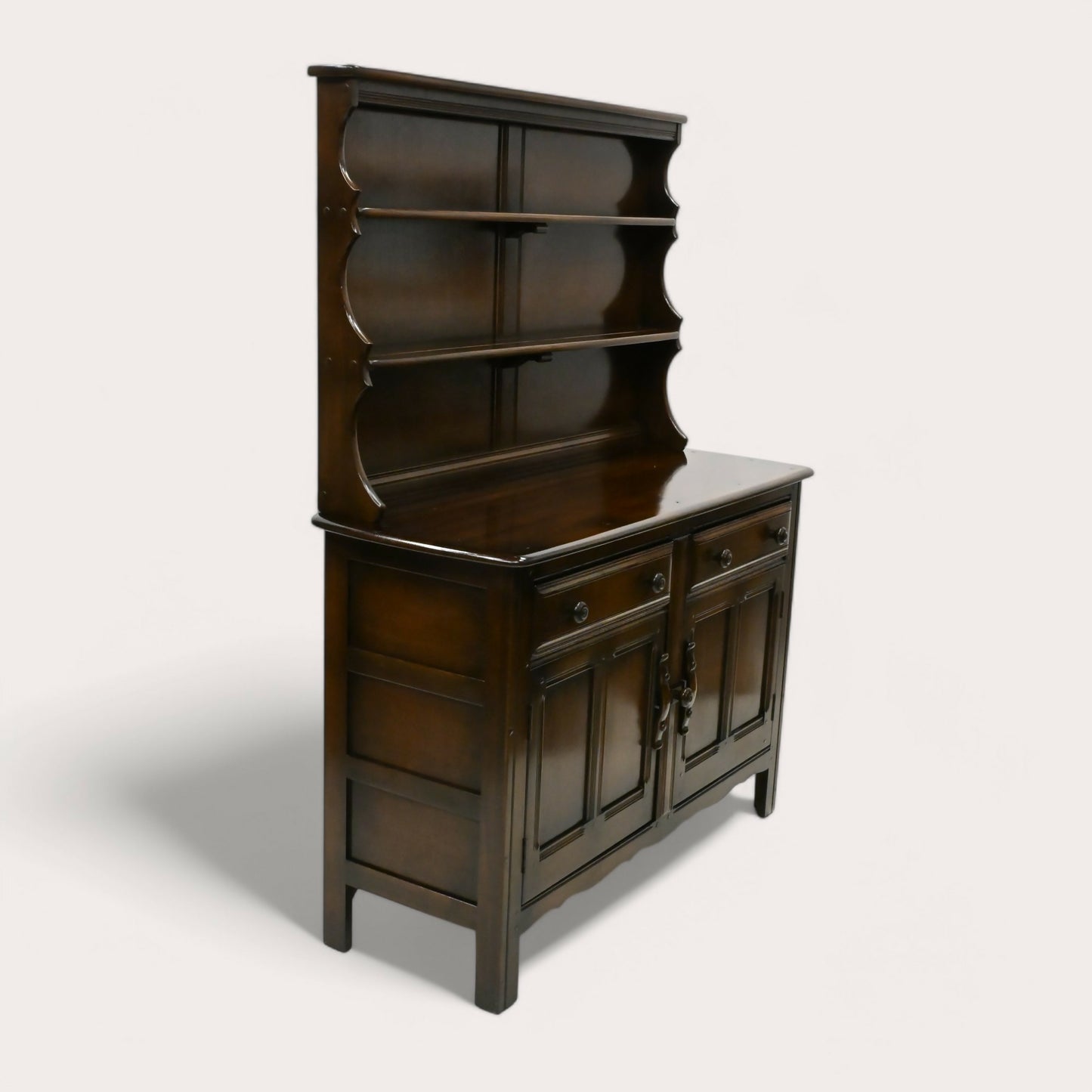 Ercol Welsh Dresser 2 Drawers 2 Cupboards Shelving 1970s Dark FREE UK Delivery. SBR10105/2002E