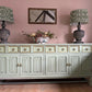 Sage Green Upcycled Sideboard, Gold Accents, Sustainable Decor