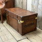 Luxury Hand dyed medium oak leather storage trunk