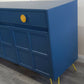 Midcentury Retro Nathan Squares Sideboard. Blue Yellow Painted Upcycled TV Cabinet Commission Piece
