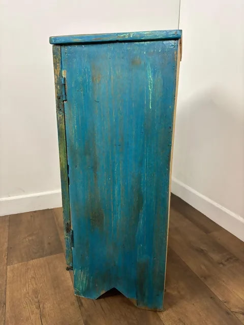 Rustic Indian Reclaimed Wood Blue Distressed Cabinet