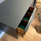 Jentique teak sideboard in dark grey and gold leaf