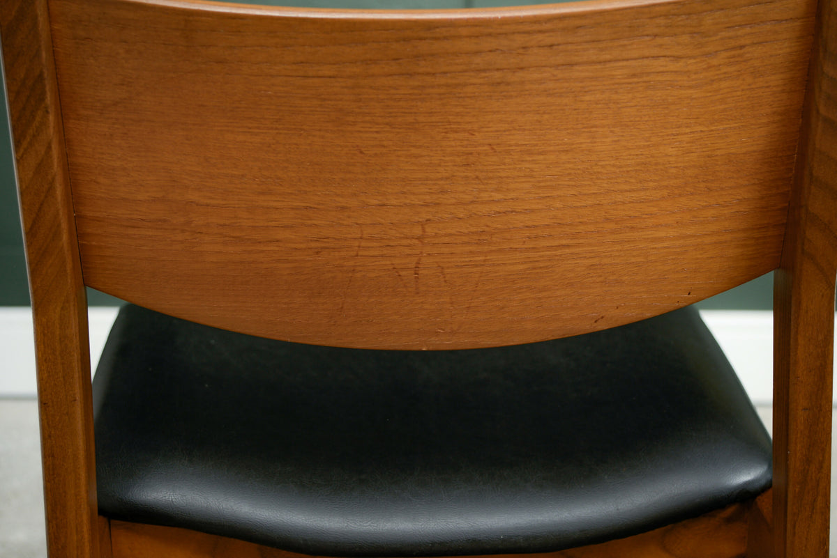 4 x Danish Teak Mid Century Dining Chairs with Black Seats -Glostrup Mobelfabrik