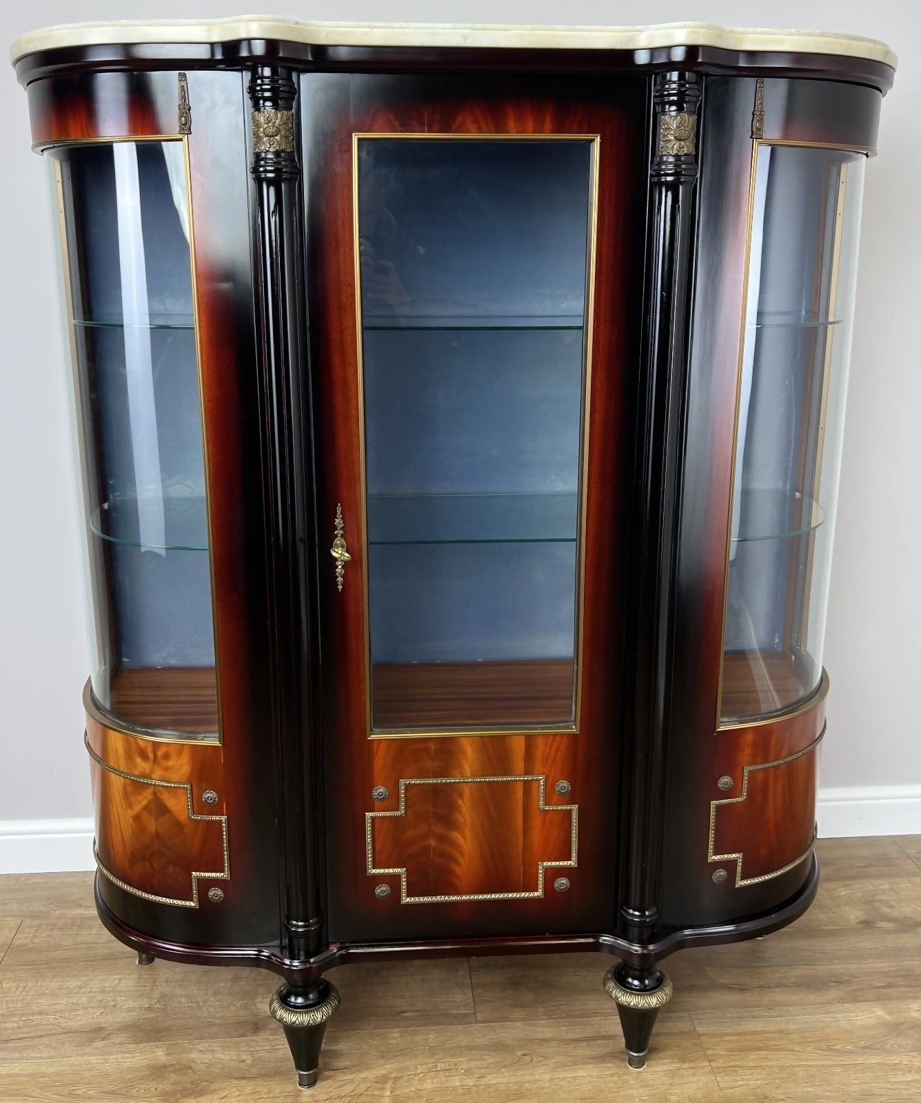 Cabinet Vintage French Style Empire Display Cabinet Marble Top Glass LOT 4977
