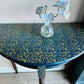 Half Moon Hall Table Upcycled/Refurbished Blue and Gold