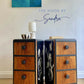 Upcycled Nightstands Set -Rustic Wood &Black | 3 Drawers Bedside Cabinets