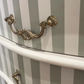 Elegant Hand-Painted French Tallboy Chest of Drawers | Sage Green & Ivory Stripe | Vintage Style