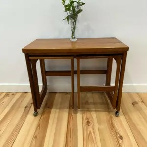 Mid Century Mcintosh Triform Nest Of Tables Teak Vintage Danish Style