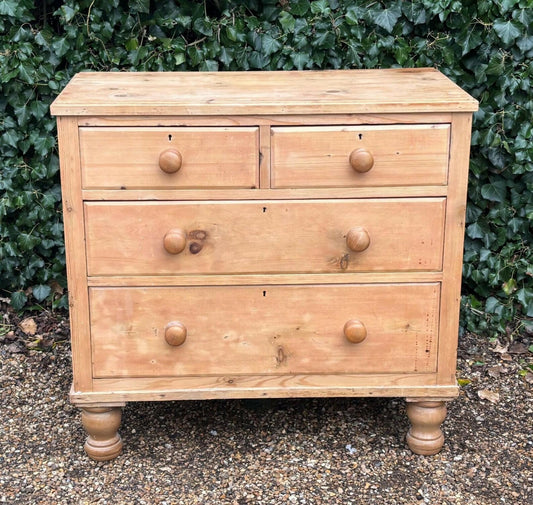 Vintage 19th Century Victorian Pine Chest Of Drawers