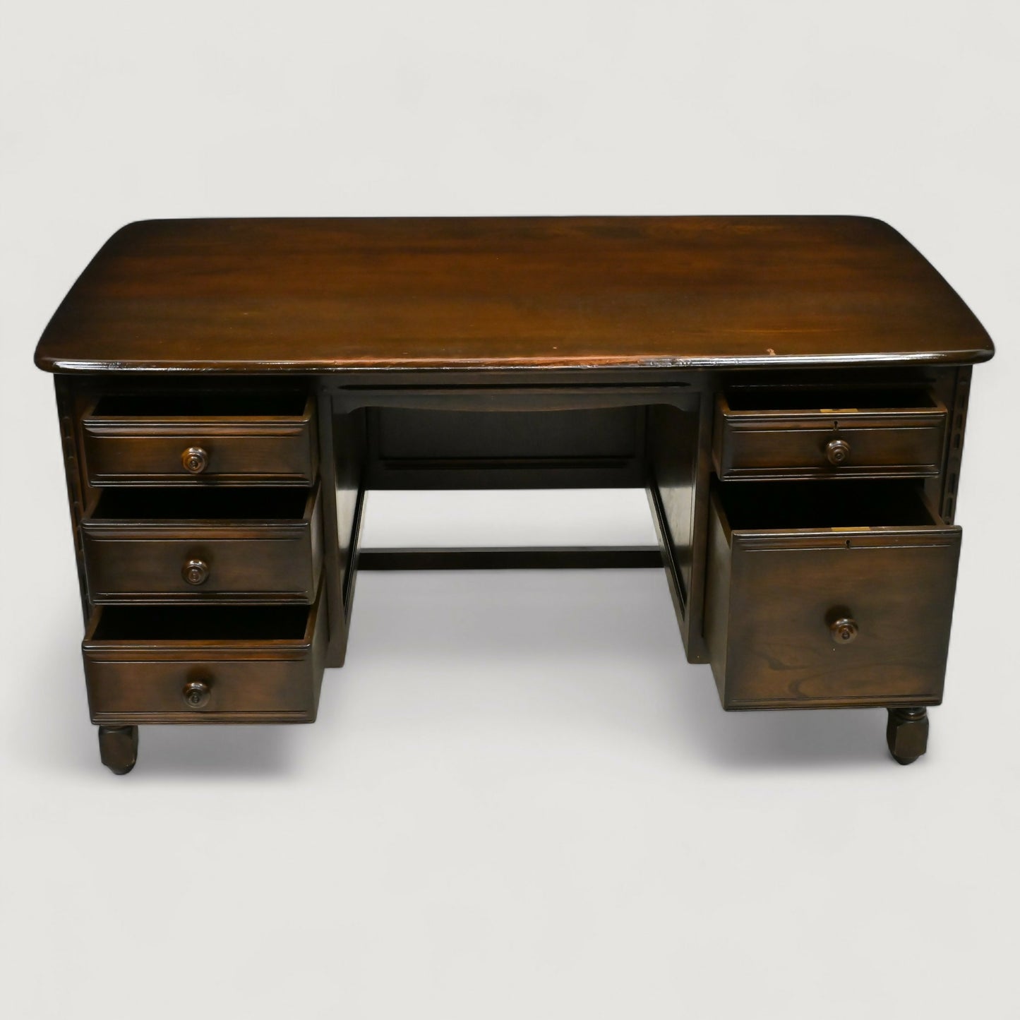 Ercol Pedestal Desk 5 Drawers File Drawer Old Colonial Dark FREE UK Delivery*. SBR10874/2908E