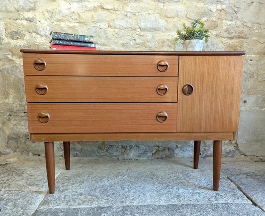 Mid Century Compact Sideboard - Teak Finish - SKU 126
