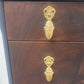 Vintage Navy Blue Flame Mahogany Dresser | Refurbished 5-Drawer Chest of Drawers | Brass Hardware Queen Anne Furniture