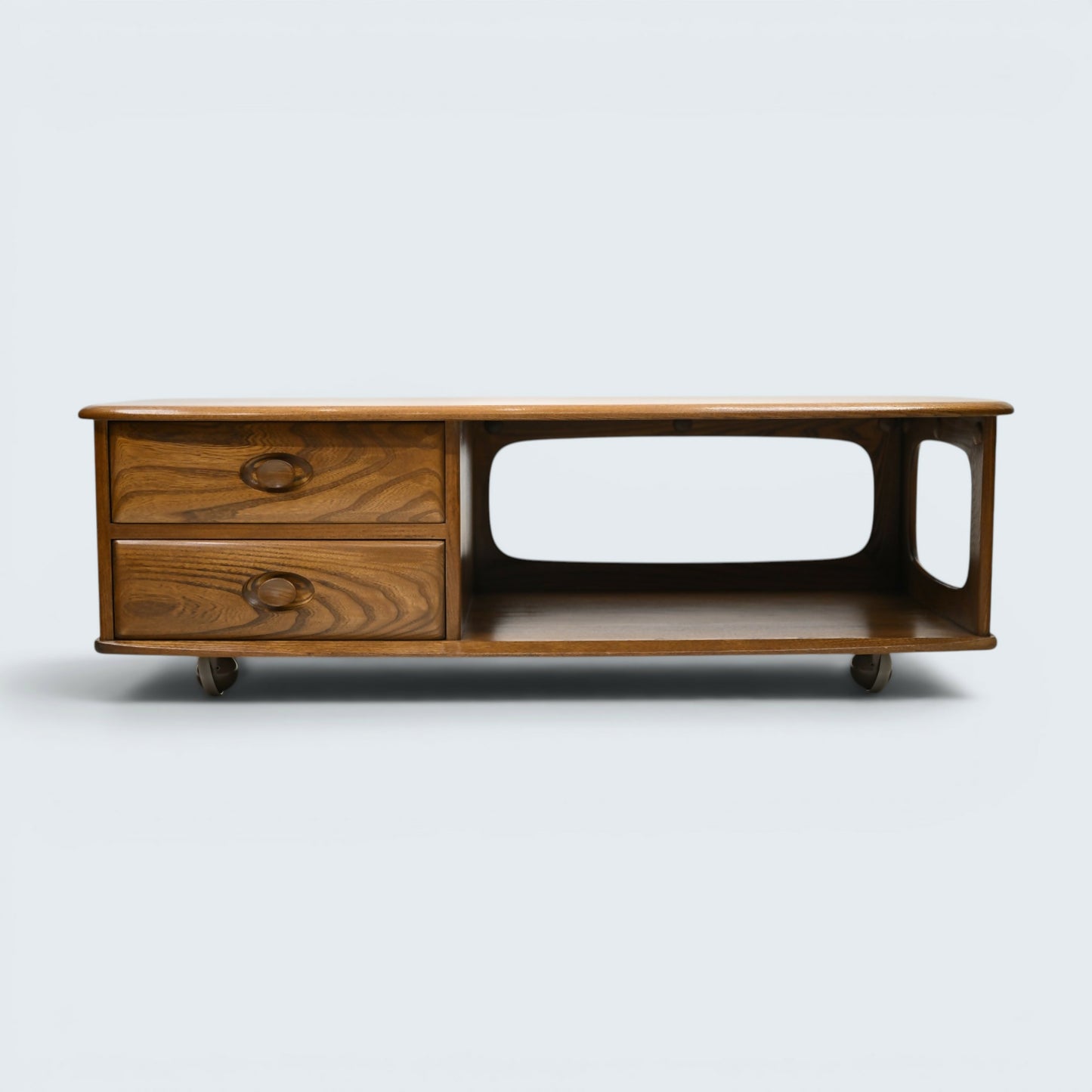 Ercol Minerva Coffee Table On Casters 2 Drawers Golden Dawn EXC FREE UK Delivery