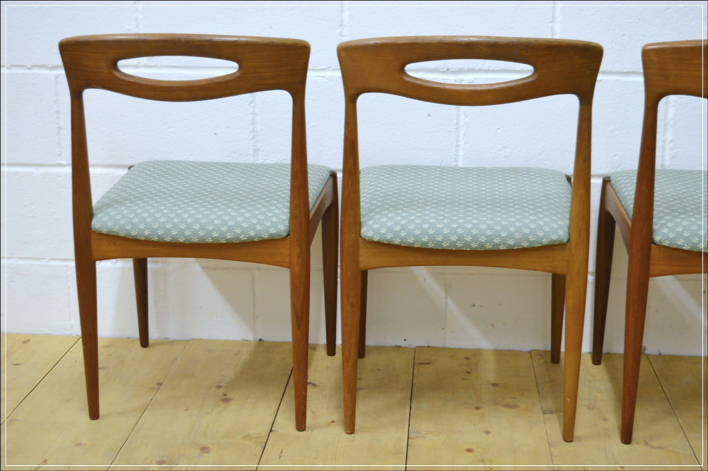 vintage dining chairs Johanes Andersen for Uldum Mobelfabrik teak mid century made in Denmark