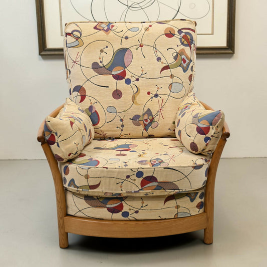 Ercol Renaissance Easy Chair Light Finish Miro Style Upholstery FREE UK Delivery