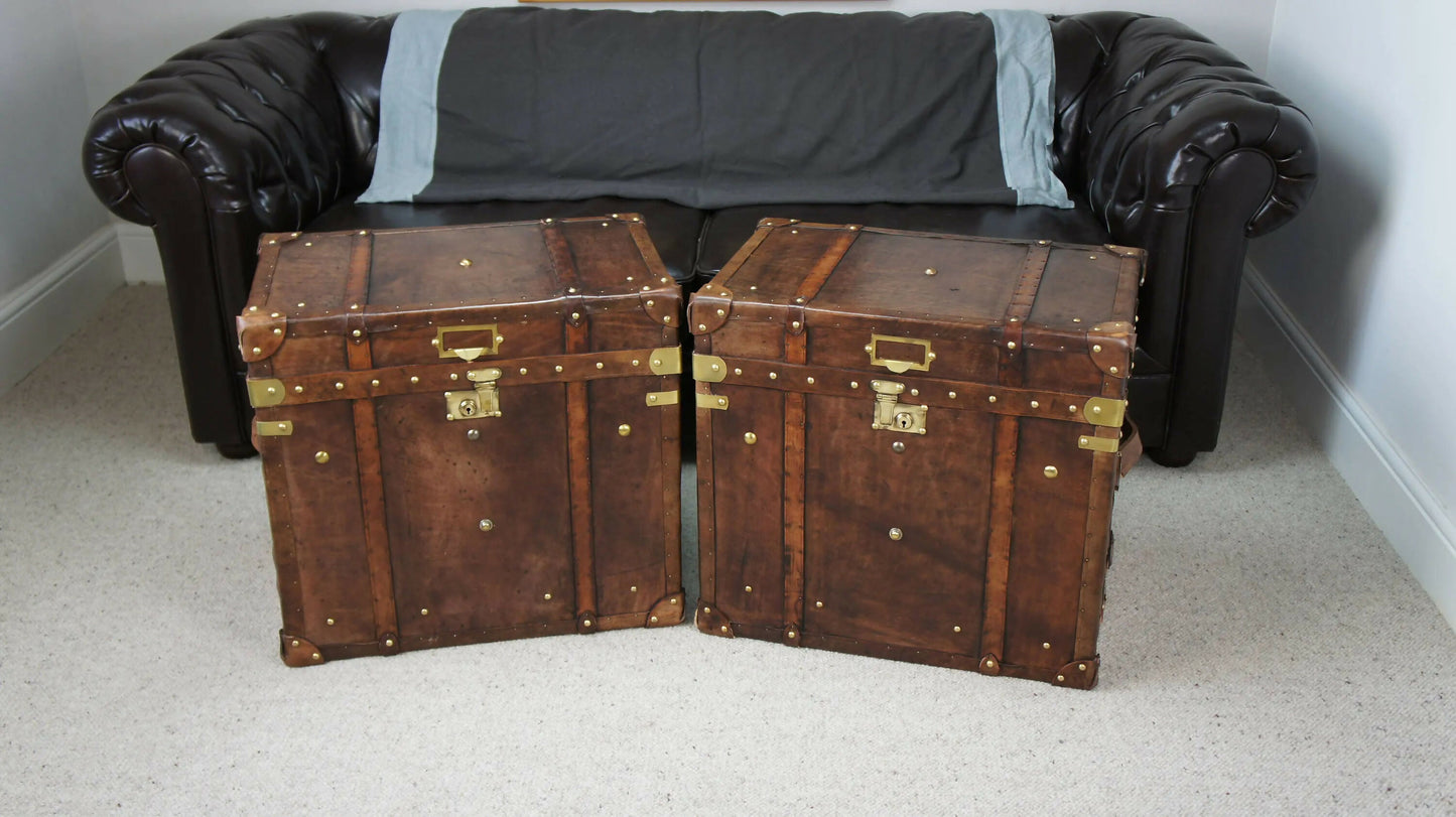 Luxury Leather Hand Dyed Travel Storage Trunks