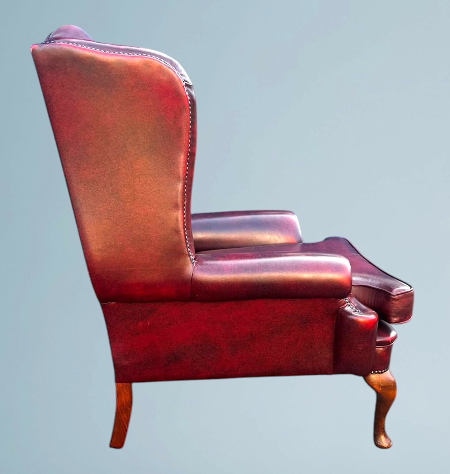 Queen Anne High Back Chesterfield Leather Armchair