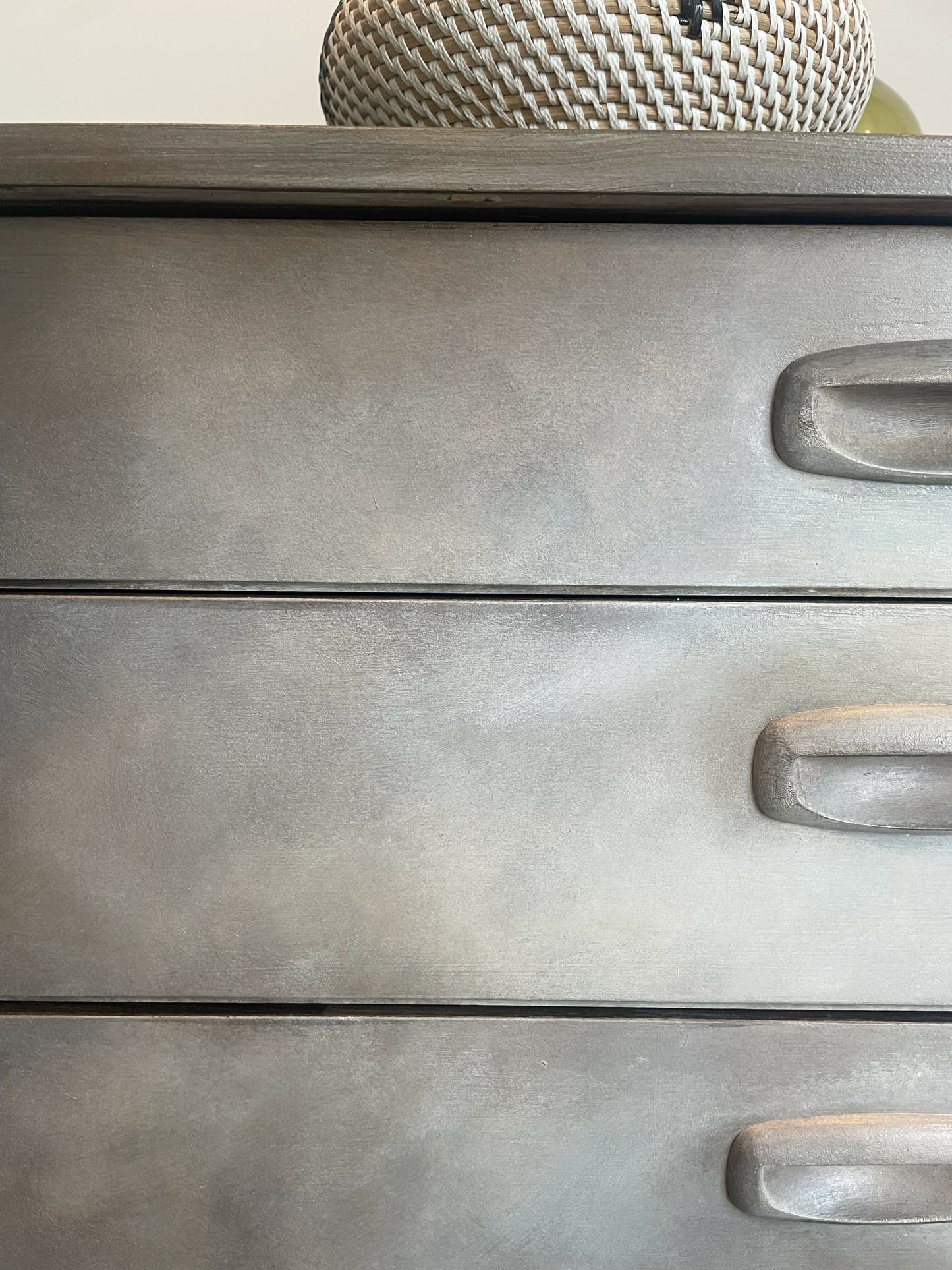 Mid Century Hand Painted Cabinet, Bronze Earthy Tones