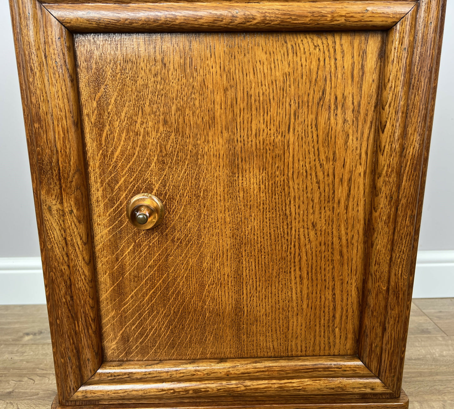 Pair of Bedside Tables Antique French Style Oak Marble Top Cabinets LOT 6218