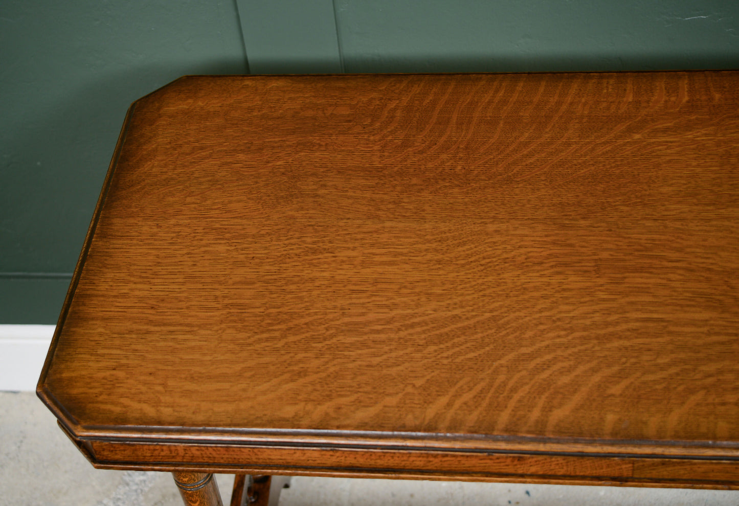 Antique Solid Oak Console Table - Medium Golden Finish