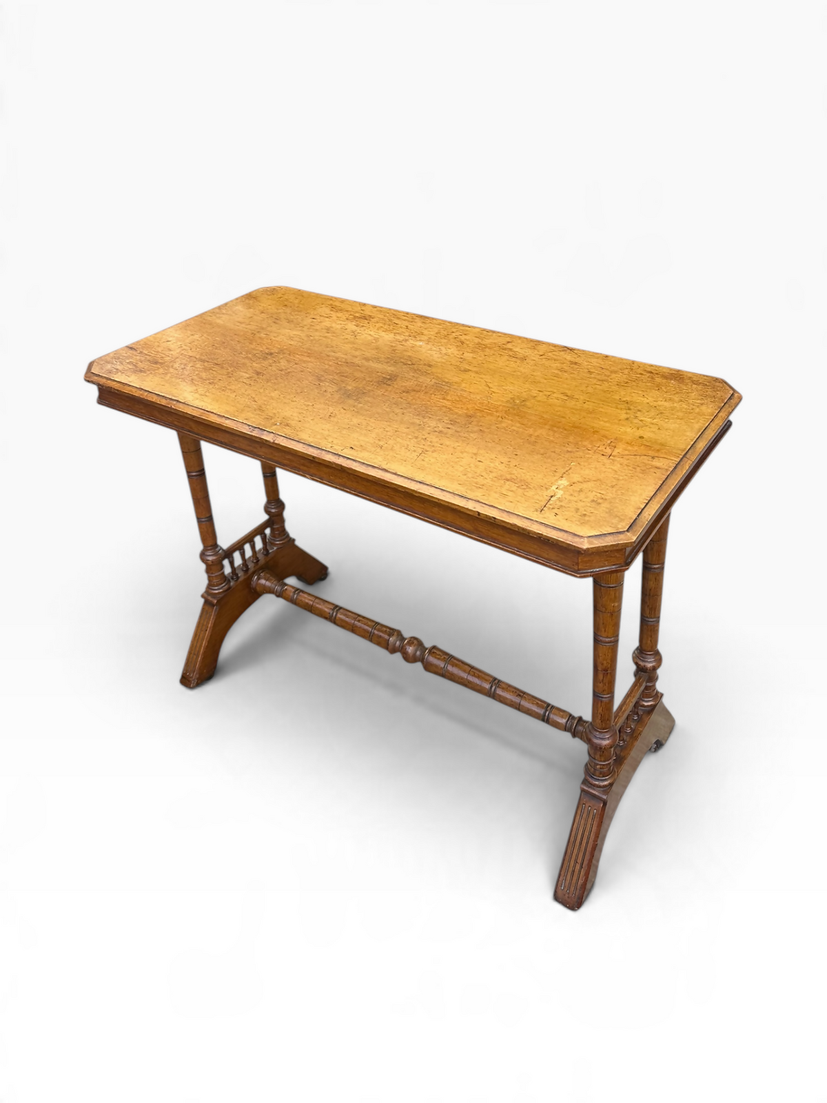 Antique late Victorian Oak stretcher table / desk.