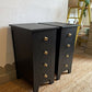 Newly refurbished pair of bedside drawers cabinets tables black nightstands solid wood tall