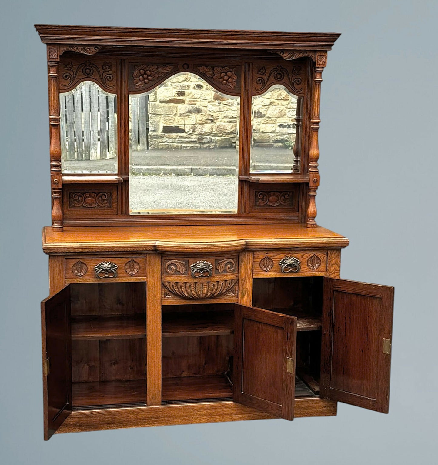 Edwardian Oak Mirror Back Sideboard