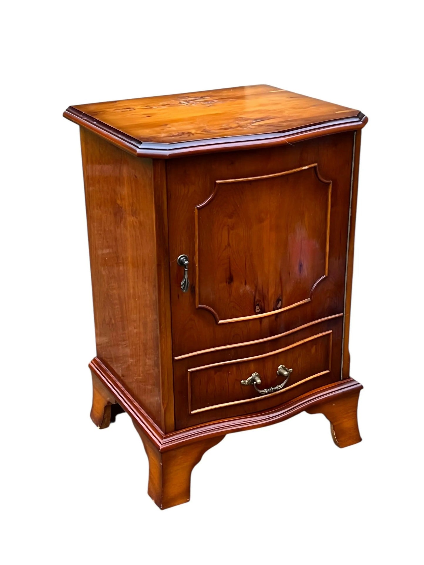 Vintage Georgian style Yew media unit / bedside chest