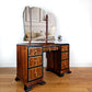 Restored 1940s Art Deco Burr Walnut Dressing Table - Black and Gold