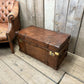 Luxury Hand dyed medium oak leather storage trunk