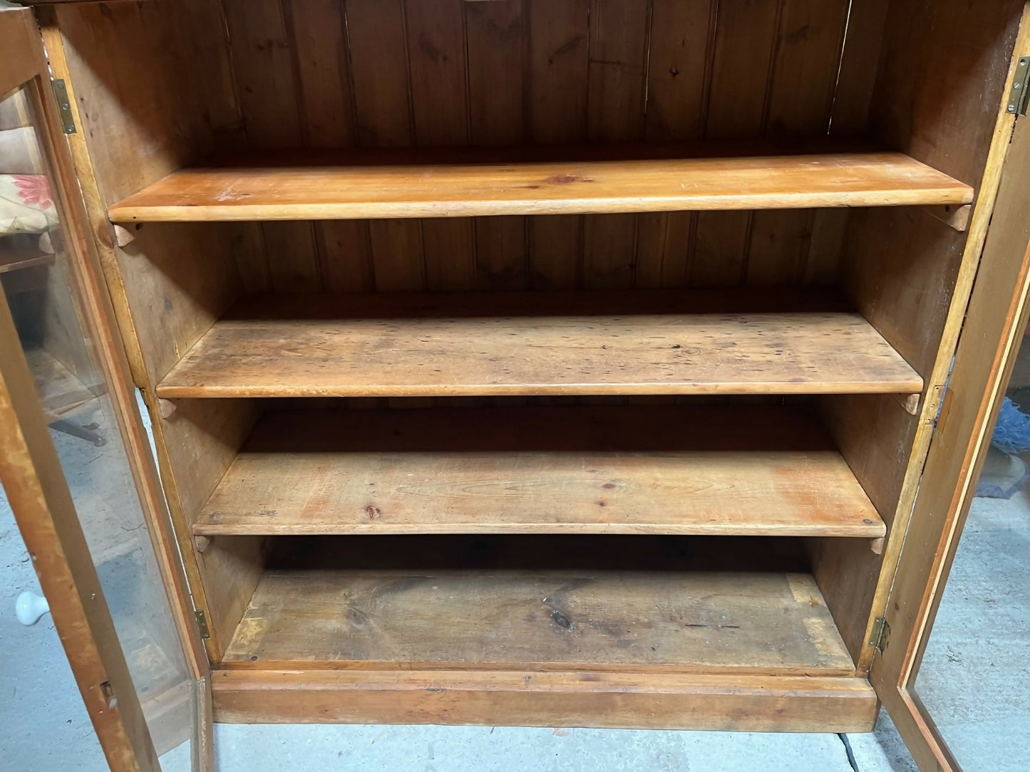 Vintage Glazed Pine Cupboard, Dresser Top, Display Cabinet