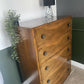 Harris Lebus, Vintage Mid Century Chest of Drawers / Tallboy – 5 Drawer – Beautiful Figured Wood Veneer – 1950s Style