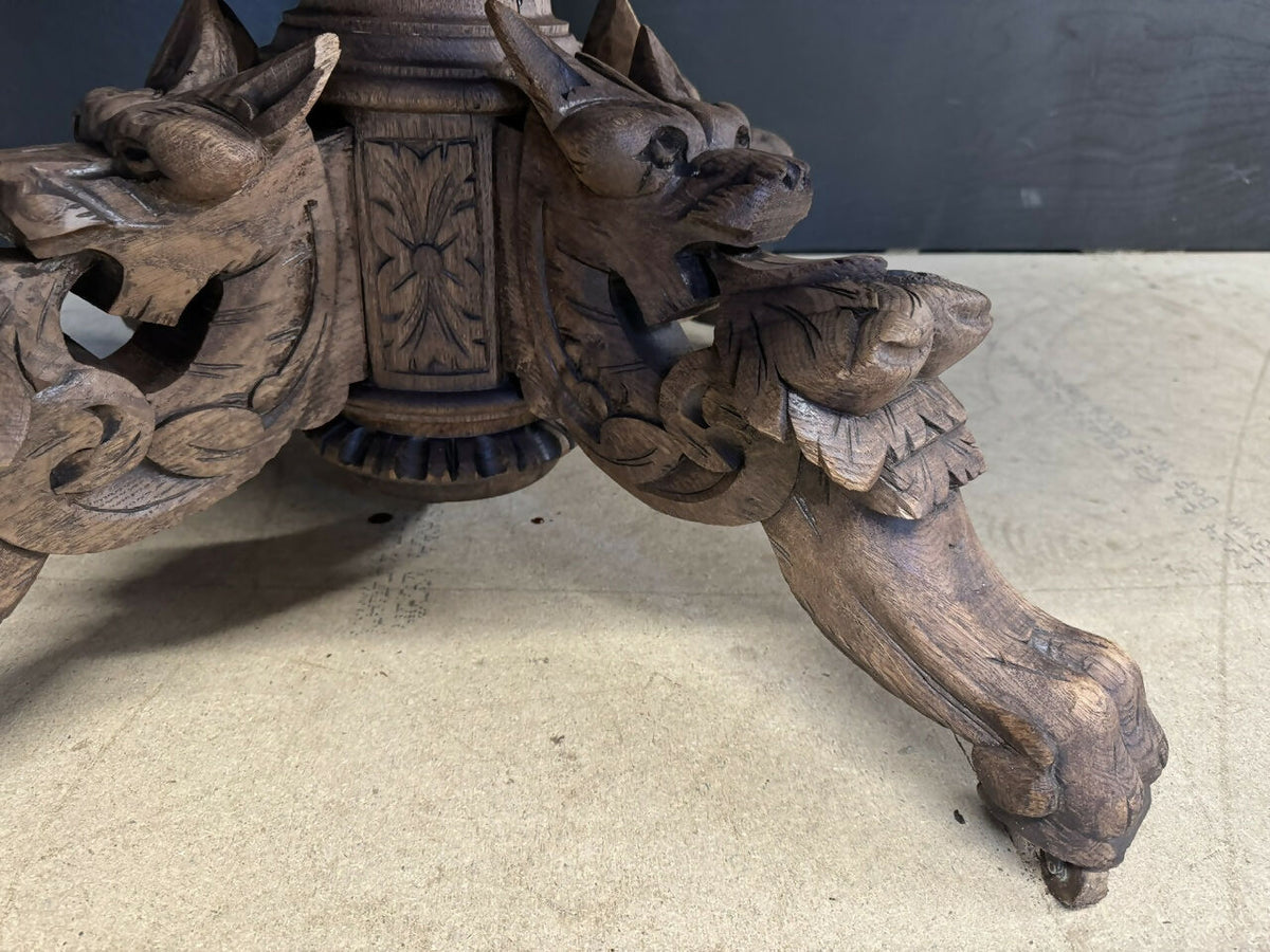 French Carved Oak Hunting Table