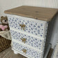 Pair of pine bedside drawers featuring floral decoupage