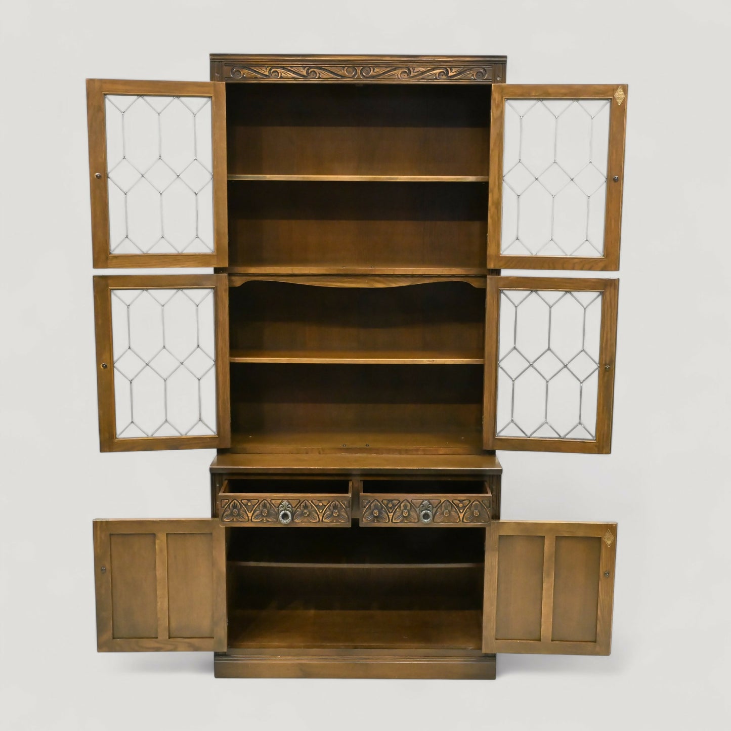Old Charm Wall Unit Bookcase Display Cupboard Drawers Light Oak FREE UK Delivery. SBR10907/0509E