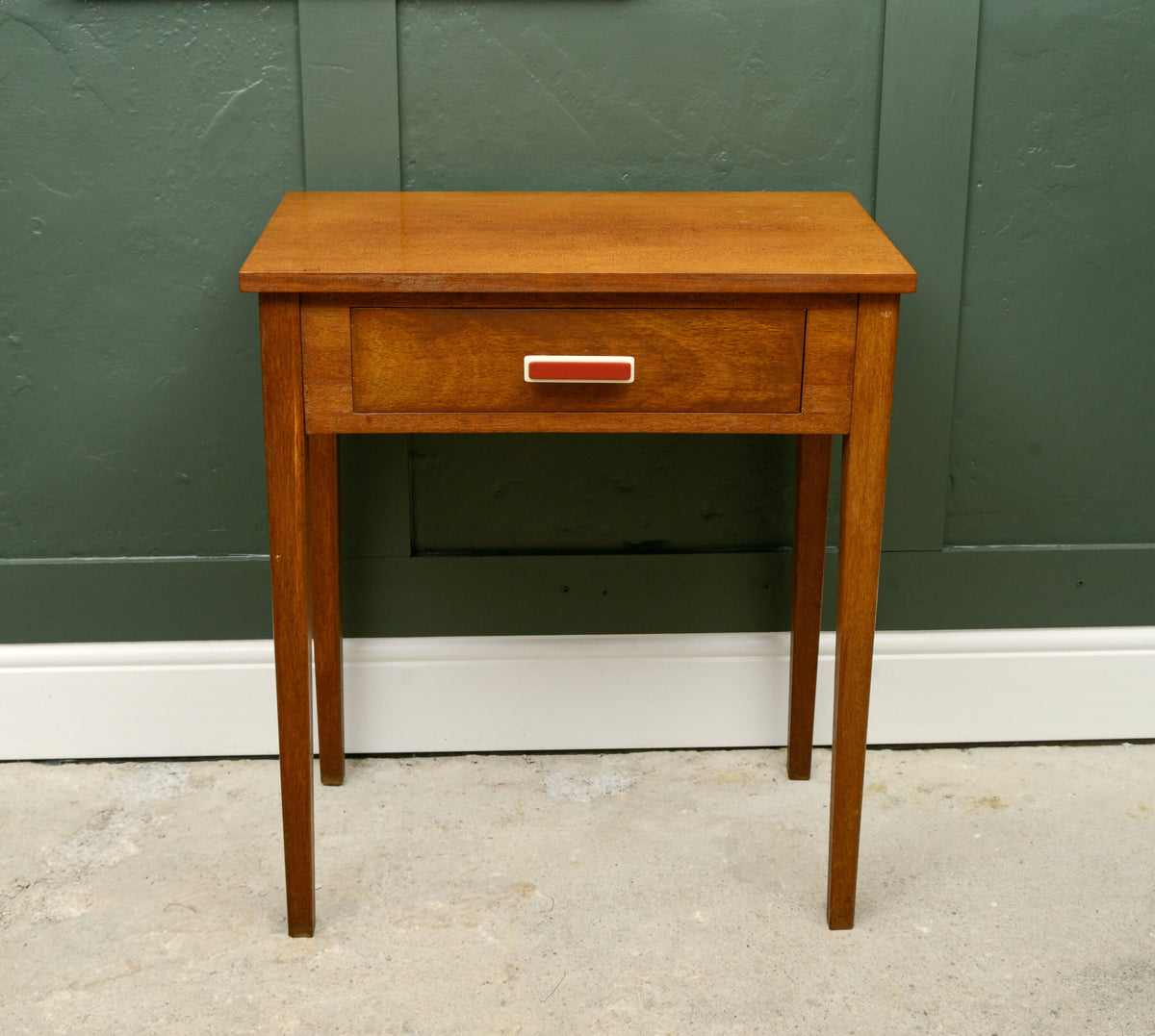 Mid Century Teak Console Table Side Table with Red Handle - 1960s