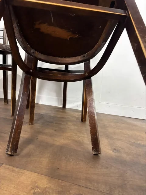 Vintage Set of Four Oak Ladder Back Dining Chairs - Bentwood Style