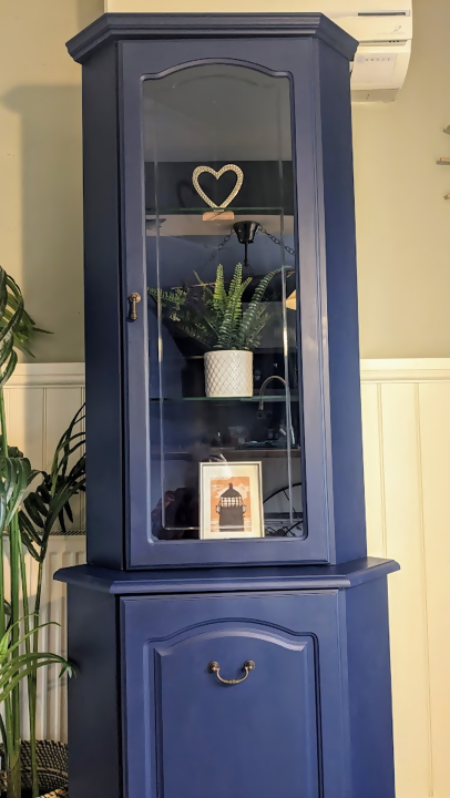 Painted Blue Corner Cabinet R250902