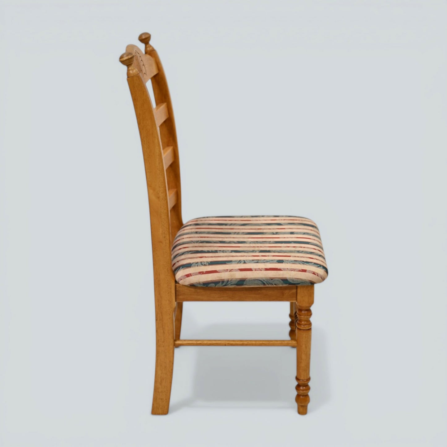 Set Of 6 Dining Chairs Ladder Back Country Beech Padded Seats FREE UK Delivery*