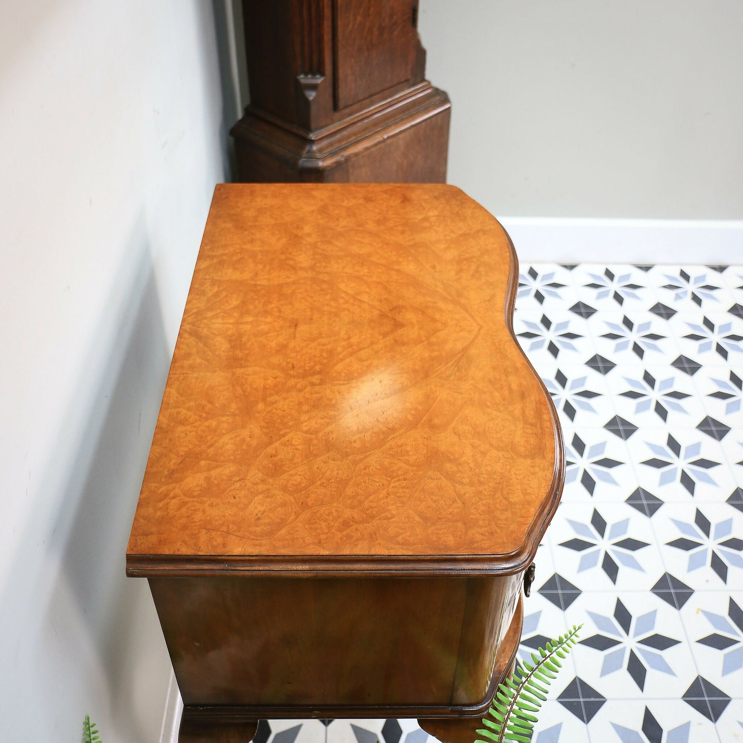 Hall Table Side Table Serpentine Front in Burr Walnut Chest of Drawers