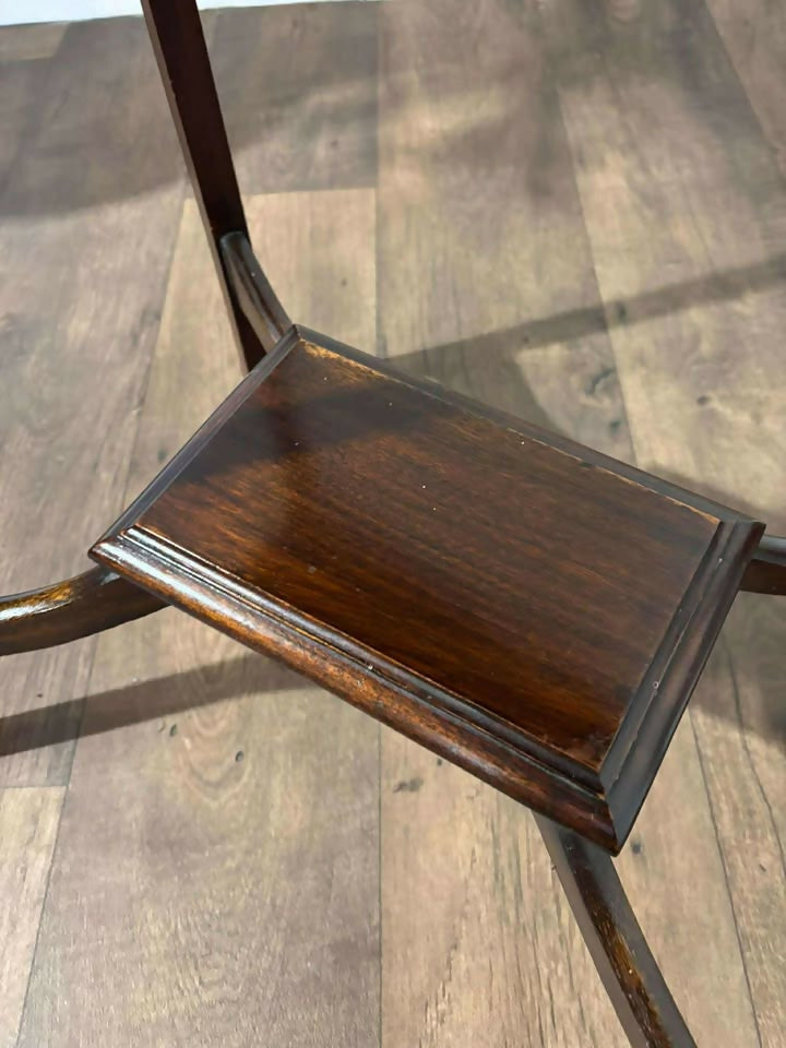 Edwardian Mahogany Window Table with Stretchered Undertier