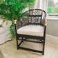 Brighton Pavilion Style Horseshoe Back Chair Bamboo Fretwork Geometric Motifs Black Laquer Finish In Excellent Condition