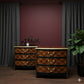 2 Black,Mahogany & Gold Bedside Drawer units