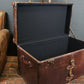 English handmade luxury leather steamer trunk - Vintage style - hand dyed